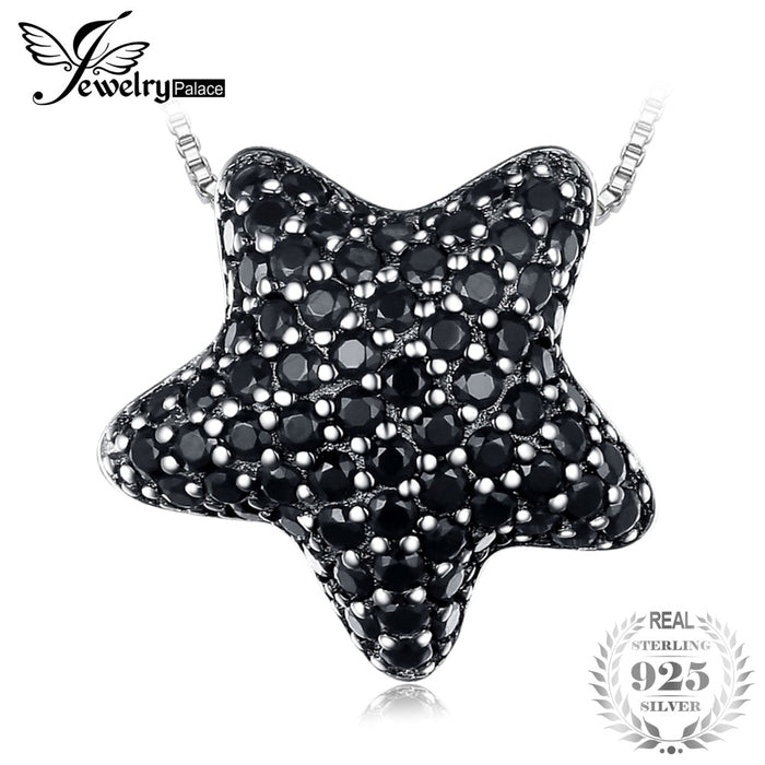 JewelryPalace Star 0.6ct Genuine Spinel Pave Pendant 925 Sterling Silver Romantic Jewelry Not Include A Chain gift for women