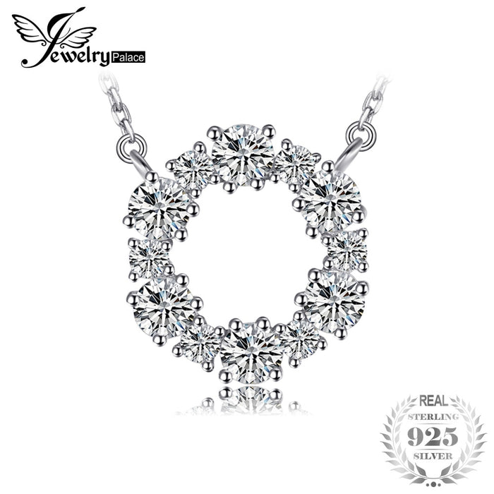 JewelryPalace 925 Sterling Silver Circle Chain Pendant Collar Necklace 45cm Fine Jewelry Necklaces Nice Gift For Women