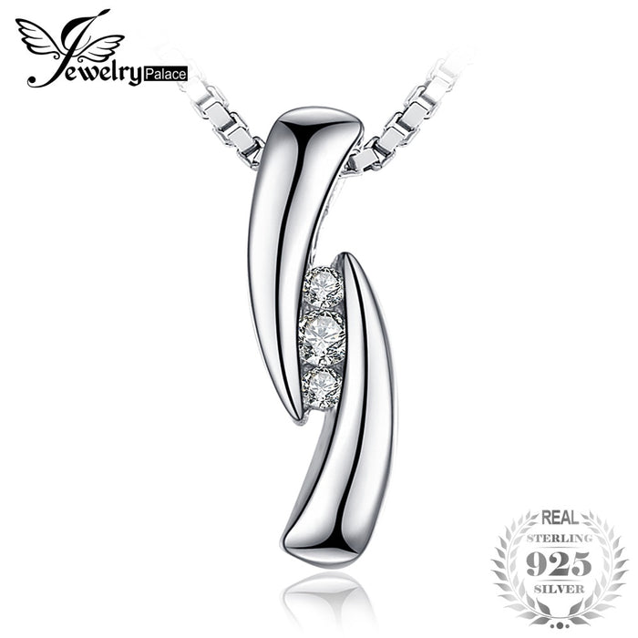 JewelryPalace 0.03ct Cubic Zirconia 3 stones Pendant Real 925 Sterling Silver Fashion Jewelry For Women Not Include A Chain