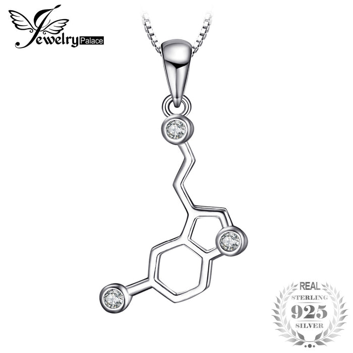 JewelryPalace Serotonin Molecule 0.2ct Cubic Zirconia Pendant 925 Sterling Silver Cute Jewelry Gifts For Her Not Include A Chain