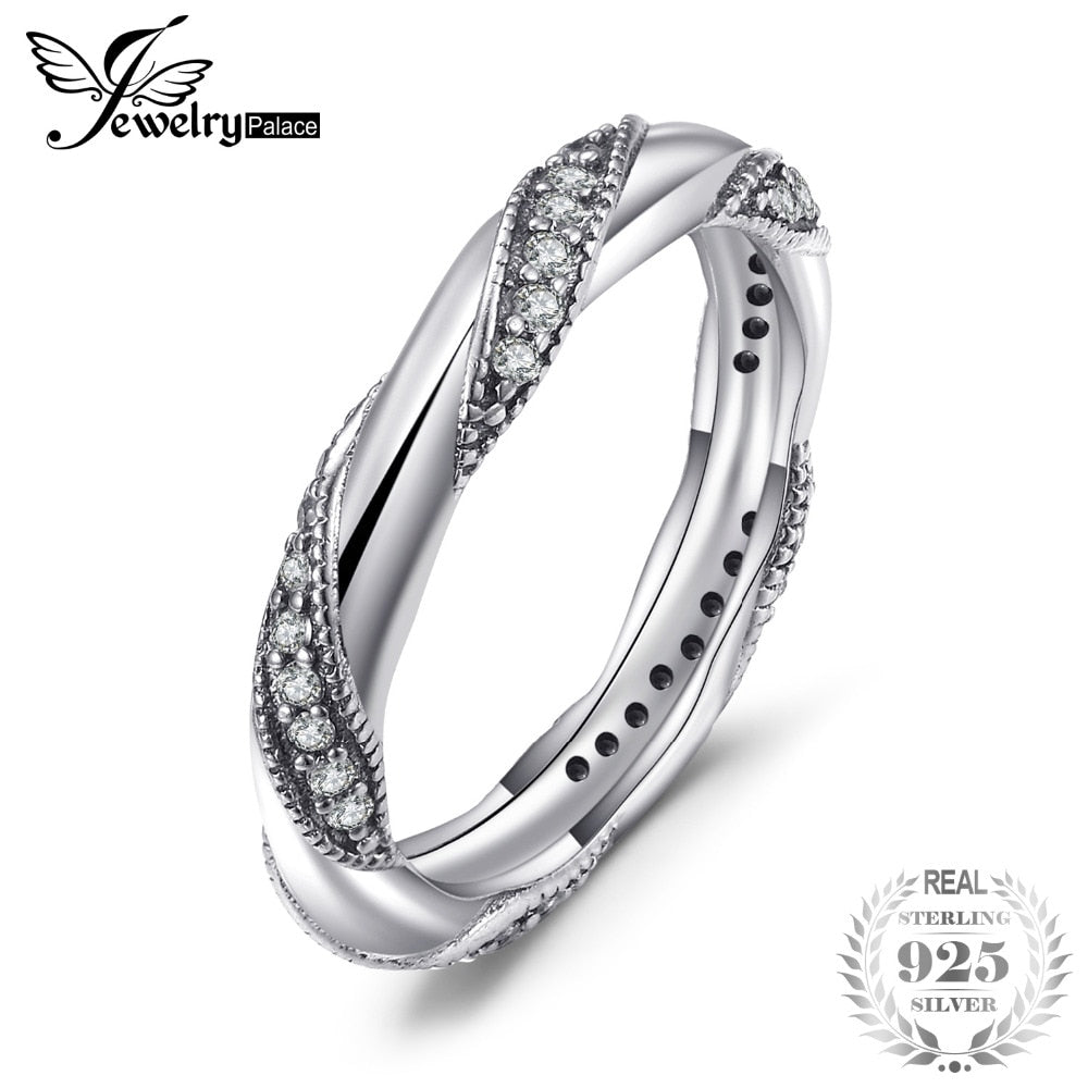 JewelryPalace 925 Sterling Silver Eternity Love Statement Stocking Ring Gifts For Women Anniversary Fashion Jewelry New Arrival