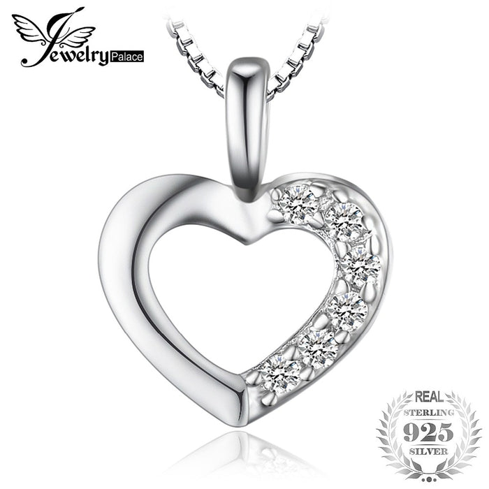 JewelryPalace Love Heart  Pendant Necklace Genuine 925 Sterling Silver 45cm Chain New Fine Jewelry Young Ladies Girls Gifts
