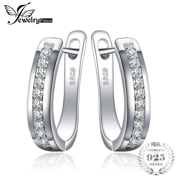 JewelryPalace 925 Sterling Silver Earrings Anniversary Channel Eternity Earrings New Fine Jewelry Gift For Girlfriend 2018 Hot