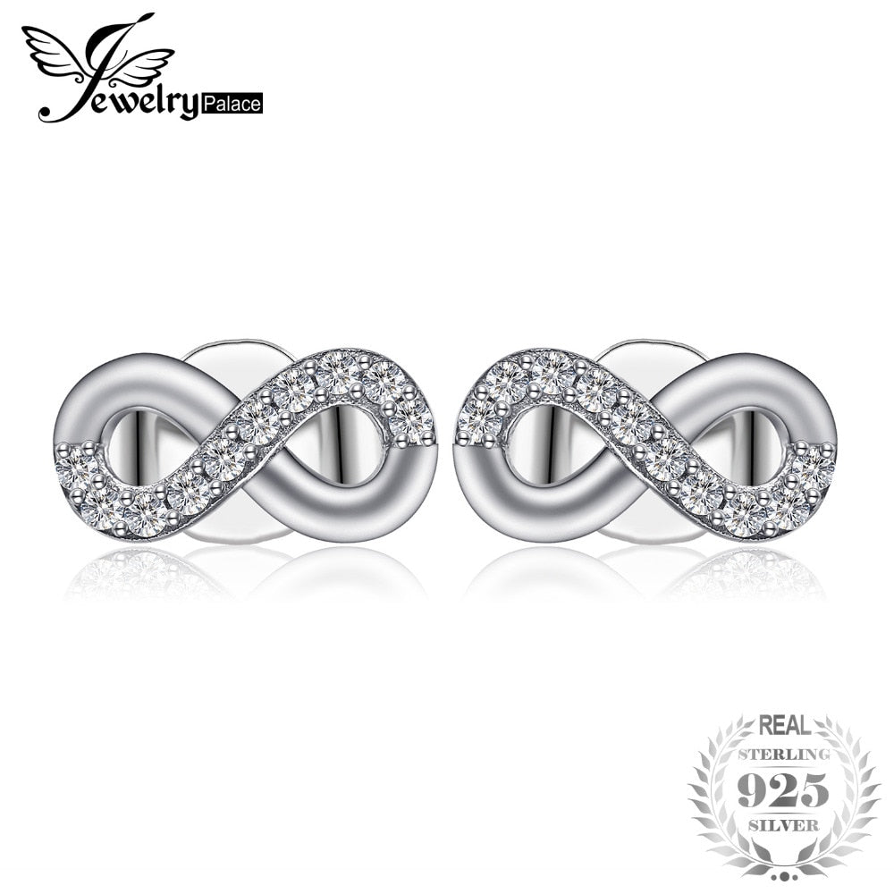 Jewelrypalace 925 Sterling Silver Earrings Stud Earrings Infinity Love Cubic Zirconia Bridal Jewelry Anniversary Gifts for Her