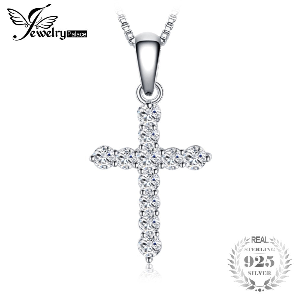 JewelryPalace Cubic Zirconia Cross Pendant Necklace 925 Sterling Silver Fashion Jewelry Pendant Gift Not Include a Chain