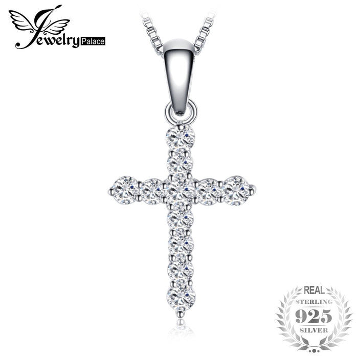 JewelryPalace Cubic Zirconia Cross Pendant Necklace 925 Sterling Silver Fashion Jewelry Pendant Gift Not Include a Chain