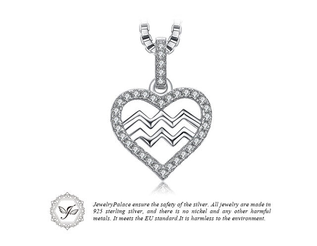 JewelryPalace Zodiac Constellation Heart Love Cubic Zirconia Necklace 925 Sterling Silver Gift Not Include A Chain
