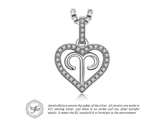 JewelryPalace Zodiac Constellation Heart Love Cubic Zirconia Necklace 925 Sterling Silver Gift Not Include A Chain
