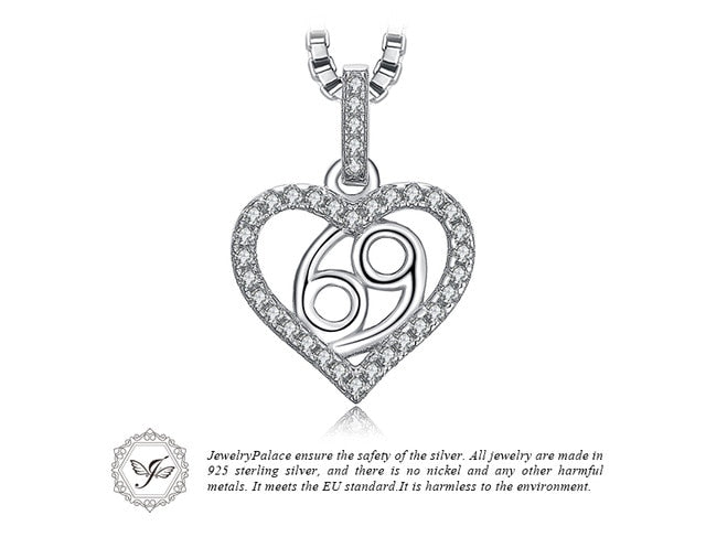 JewelryPalace Zodiac Constellation Heart Love Cubic Zirconia Necklace 925 Sterling Silver Gift Not Include A Chain