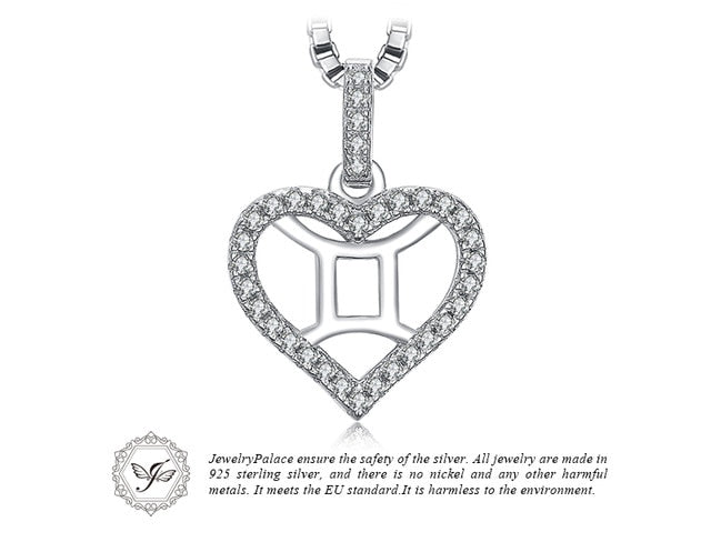 JewelryPalace Zodiac Constellation Heart Love Cubic Zirconia Necklace 925 Sterling Silver Gift Not Include A Chain