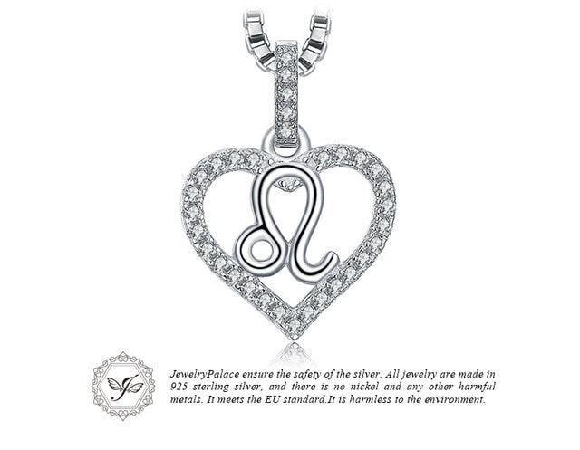 JewelryPalace Zodiac Constellation Heart Love Cubic Zirconia Necklace 925 Sterling Silver Gift Not Include A Chain