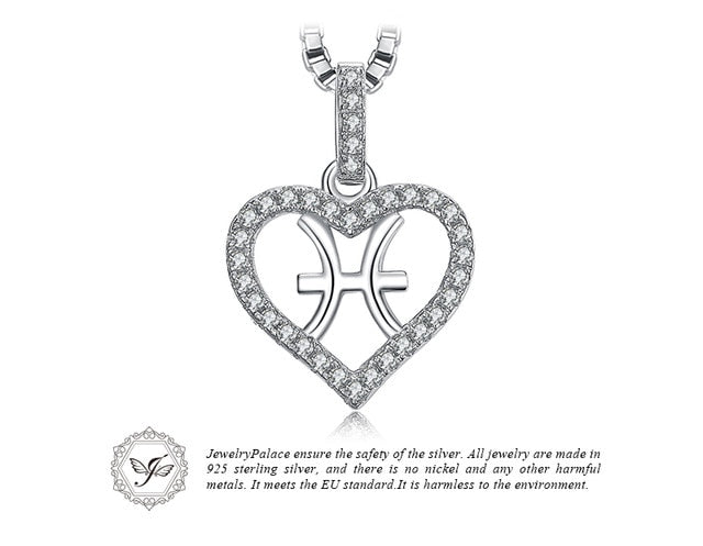 JewelryPalace Zodiac Constellation Heart Love Cubic Zirconia Necklace 925 Sterling Silver Gift Not Include A Chain