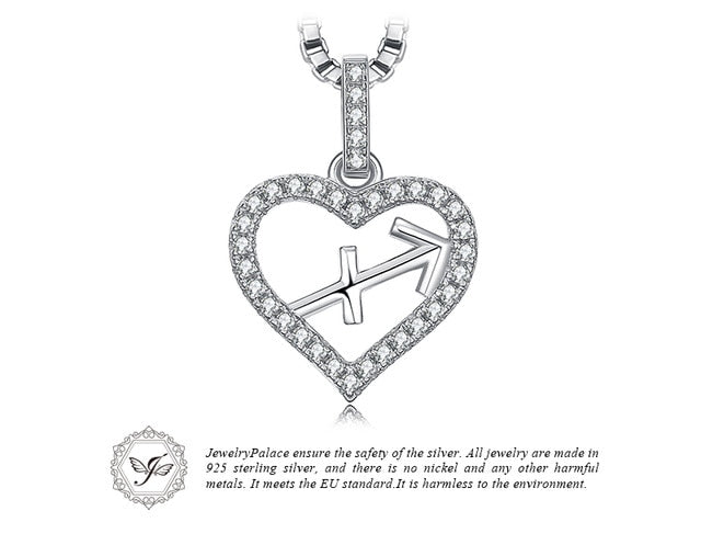 JewelryPalace Zodiac Constellation Heart Love Cubic Zirconia Necklace 925 Sterling Silver Gift Not Include A Chain