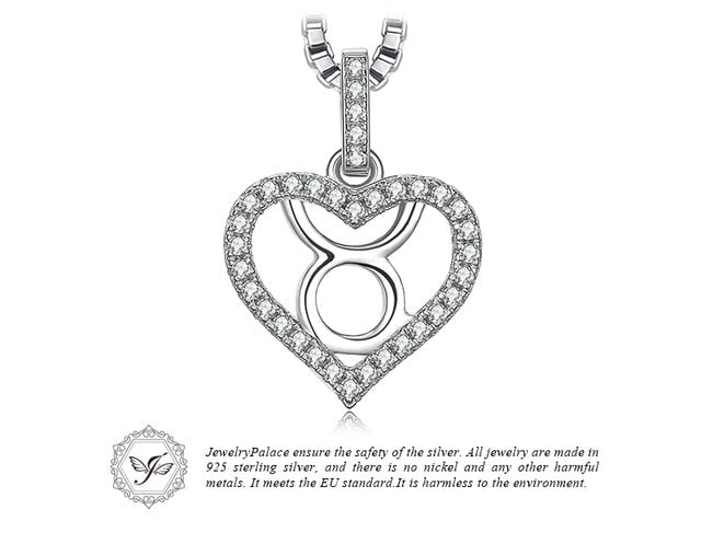JewelryPalace Zodiac Constellation Heart Love Cubic Zirconia Necklace 925 Sterling Silver Gift Not Include A Chain