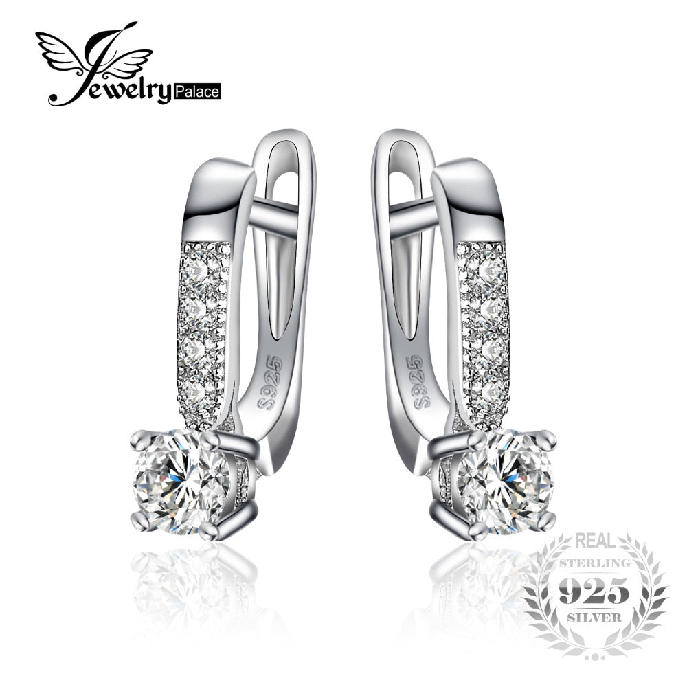 JewelryPalace 925 Sterling Silver Earrings 1ct Cubic Zirconia CZ Clip Earrings Fine Jewelry Anniversary Gifts For Women Fashion