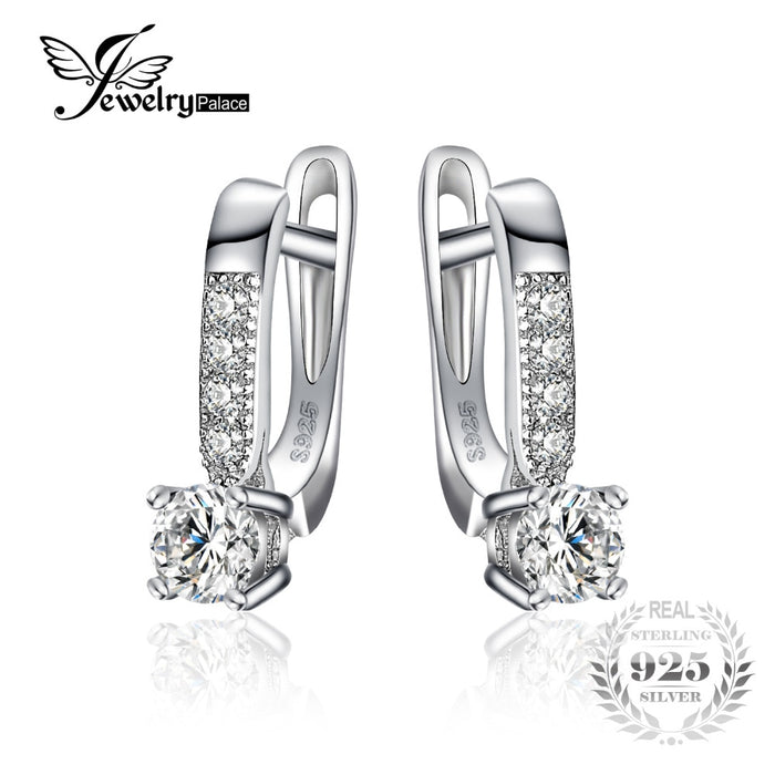 JewelryPalace 925 Sterling Silver Earrings 1ct Cubic Zirconia CZ Clip Earrings Fine Jewelry Anniversary Gifts For Women Fashion