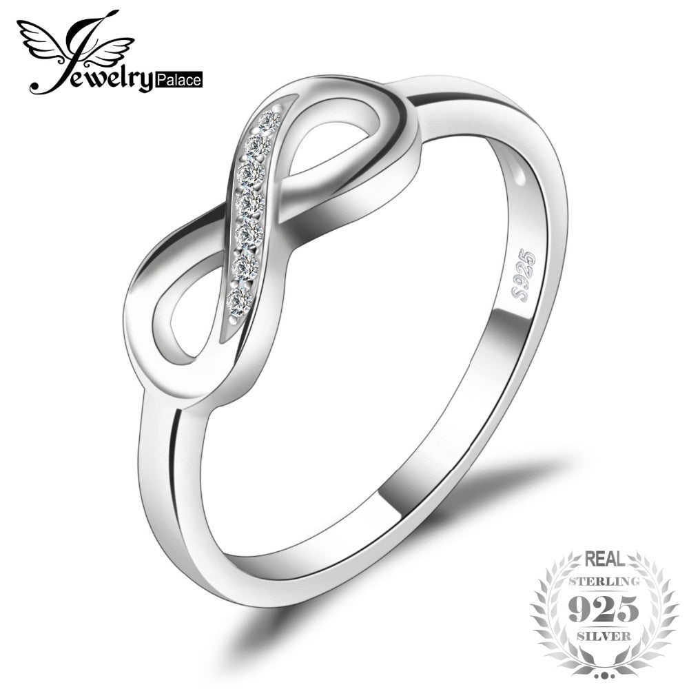JewelryPalace Infinity Forever Love Anniversary Promise Ring For Women Genuine 925 Sterling Silver Fine Jewelry Gift For Women