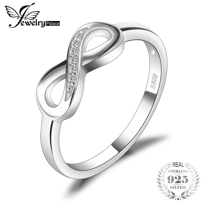 JewelryPalace Infinity Forever Love Anniversary Promise Ring For Women Genuine 925 Sterling Silver Fine Jewelry Gift For Women