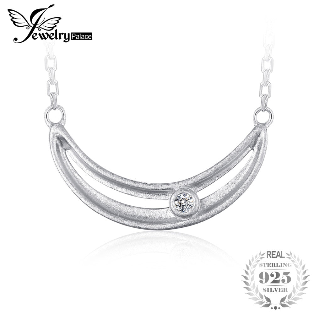 JewelryPalace Bezel Set Cubic Zirconia Collar Necklace 925 Sterling Silver 45cm Cable Chain Necklaces For Women Fashion Jewelry