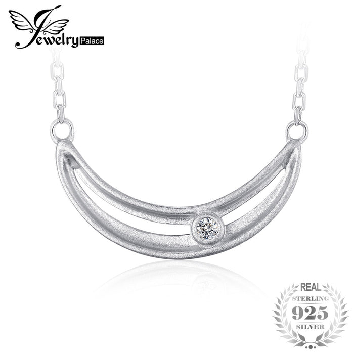 JewelryPalace Bezel Set Cubic Zirconia Collar Necklace 925 Sterling Silver 45cm Cable Chain Necklaces For Women Fashion Jewelry